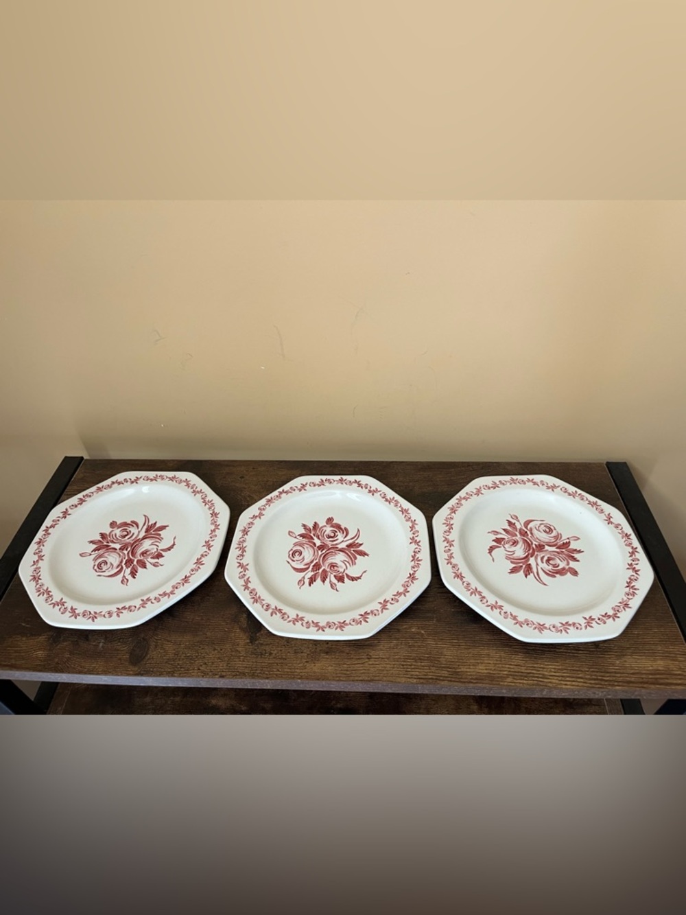 Royal Staffordshire Trio Dessert Plate Pink Roses Ironstone